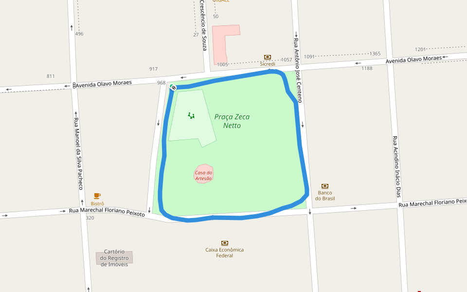Praça Zeca Netto walking route map in Camaquã