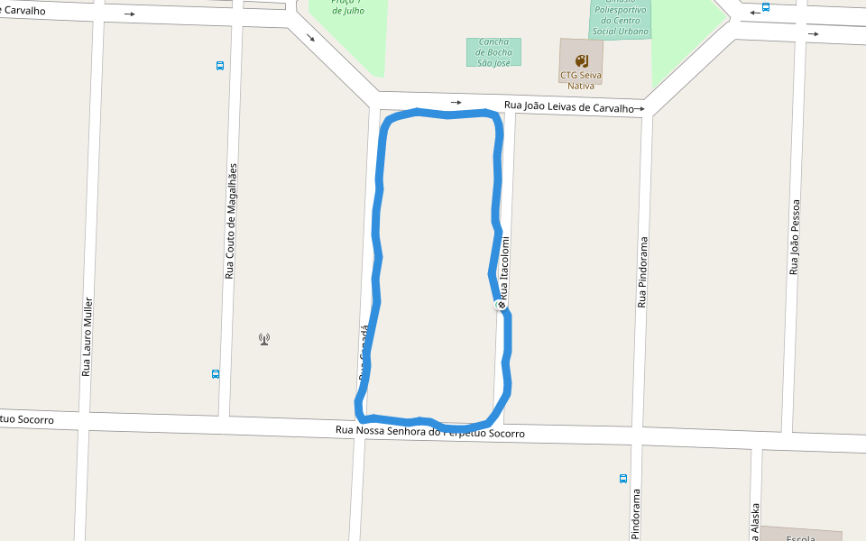 Cancha de Bocha São José walking route map in Canoas
