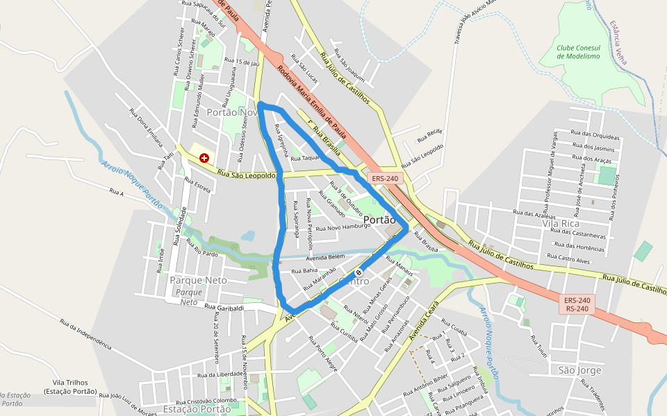 Praça do Chafariz walking route map in Portão