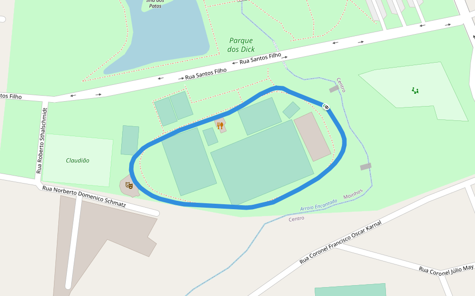 Parque dos Dick walking route map in Lajeado