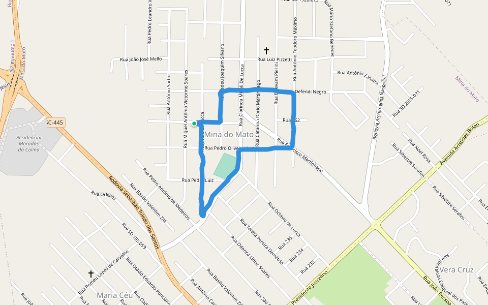 Campo Mina do Mato walking route map in Criciúma