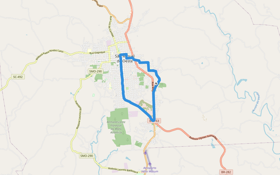 Praça Walnir Bottaro Daniel walking route map in São Miguel do Oeste