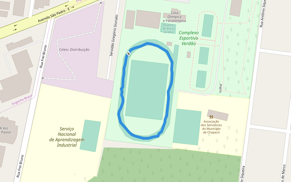 Complexo Esportivo Verdão walking route map in Chapecó