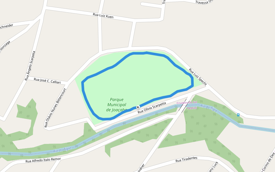 Parque Municipal de Joaçaba walking route map in Joaçaba