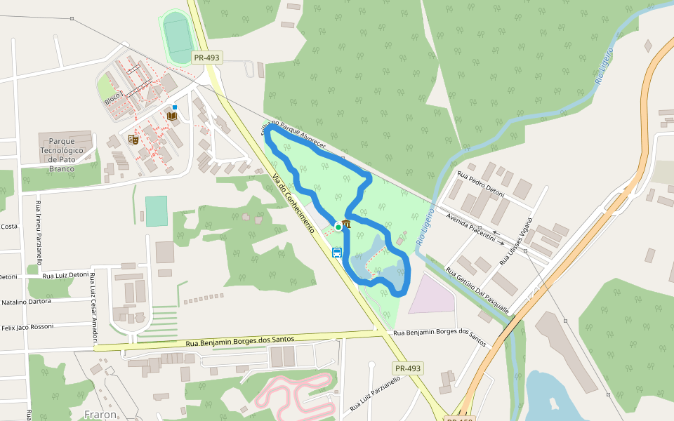 Parque do Alvorecer walking route map in Pato Branco