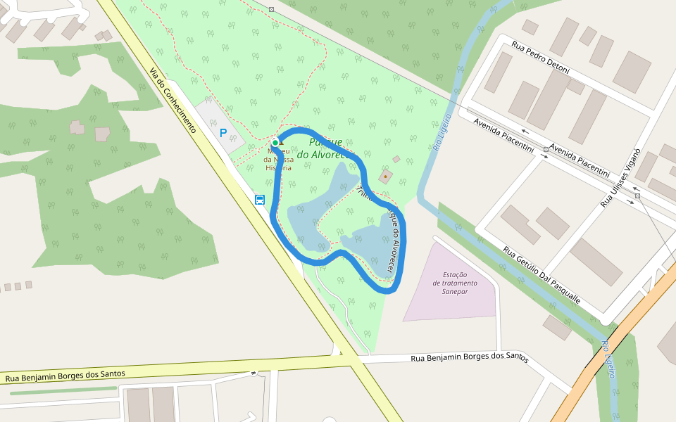 Parque do Alvorecer walking route map in Pato Branco