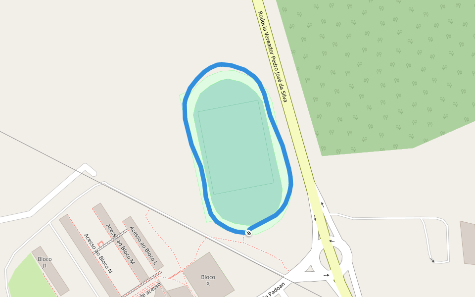 Bloco X walking route map in Pato Branco