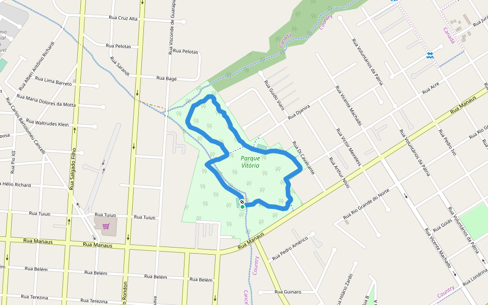 Parque Vitória walking route map in Cascavel