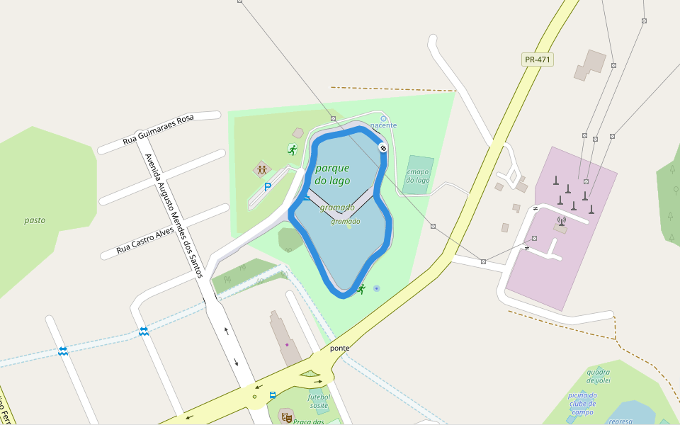 Parque do Lago walking route map in Mamborê