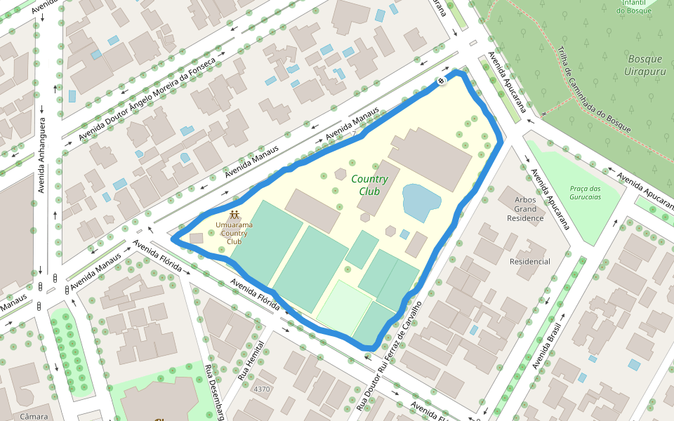 Bosque Uirapuru walking route map in Umuarama