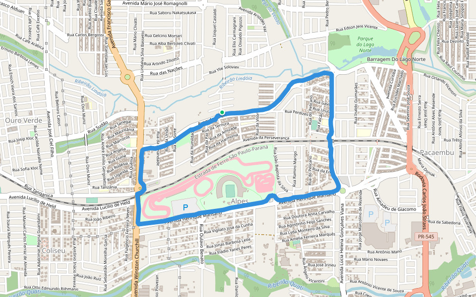 Estádio do Café walking route map in Londrina