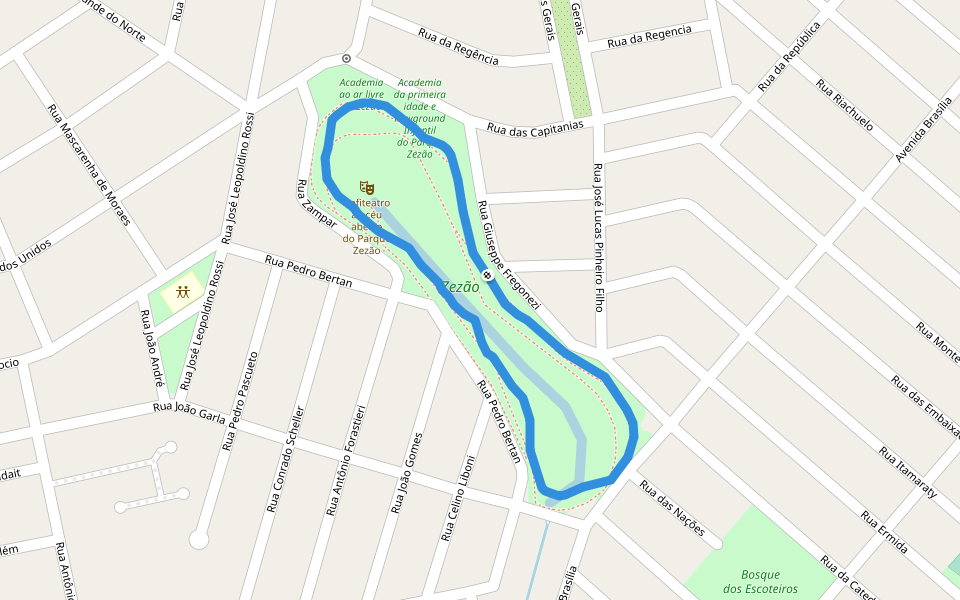 Zezão walking route map in Cambé