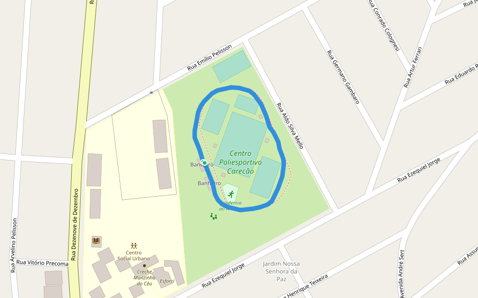 Centro Poliesportivo Carecão walking route map in Ibiporã