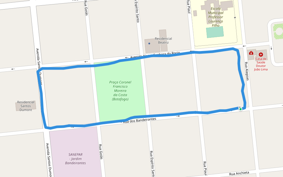Praça Coronel Francisco Moreira da Costa walking route map in Cornélio Procópio