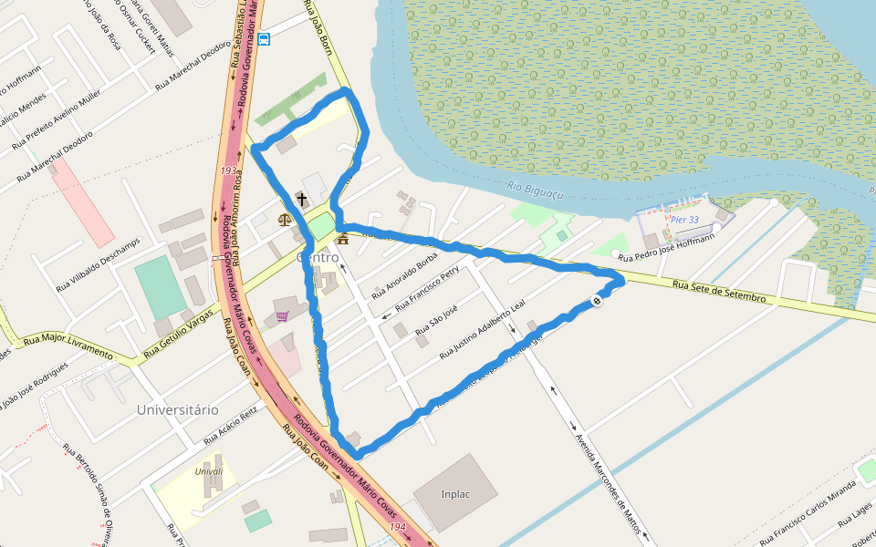 Praça Nereu Ramos walking route map in Biguaçu
