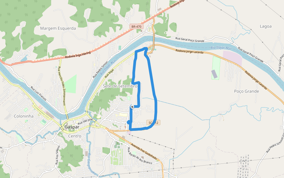 Avenida Deputado Francisco Mastela walking route map in Gaspar