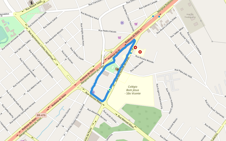 Praça Seminário walking route map in Araucária