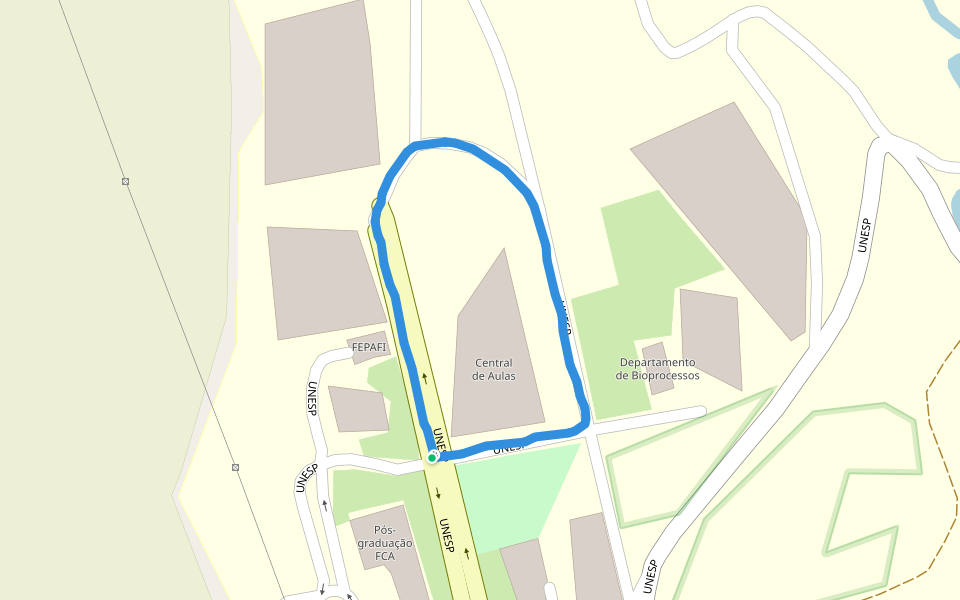 Fazenda Experimental Lageado walking route map in Botucatu