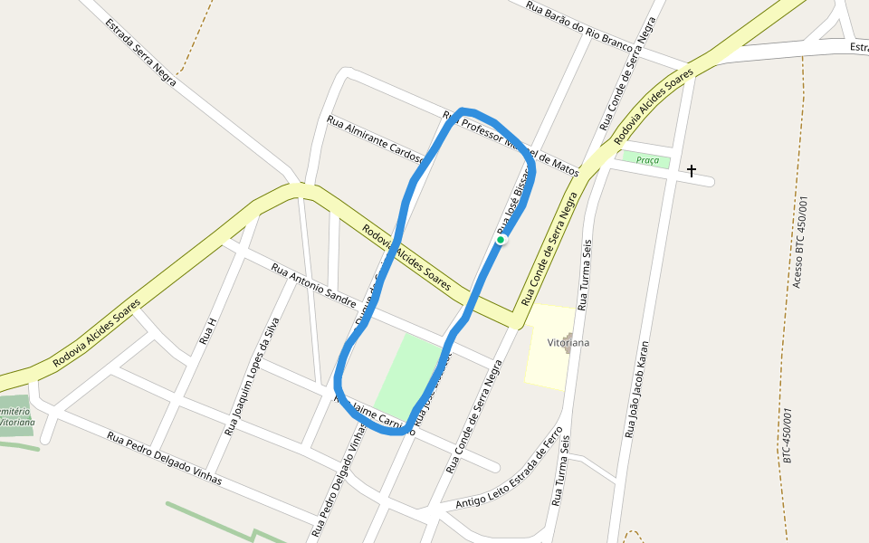 Praça Raphael Aparecido Prado walking route map in Botucatu