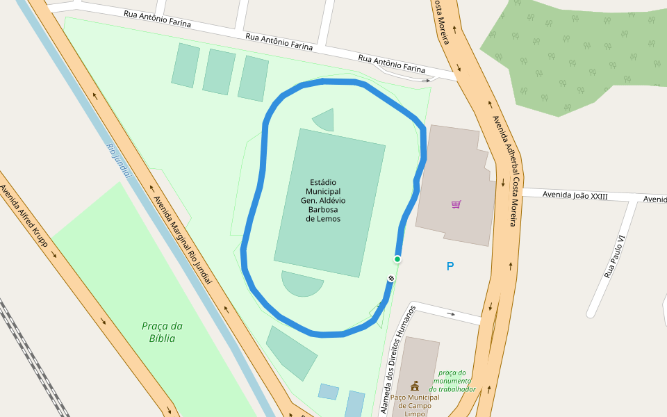 Estádio Municipal Gen. Aldévio Barbosa de Lemos walking route map in Campo Limpo Paulista