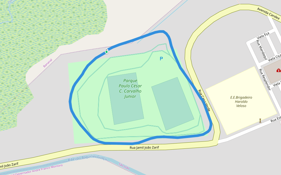 Parque Paulo César C. Carvalho Junior walking route map in Guarulhos