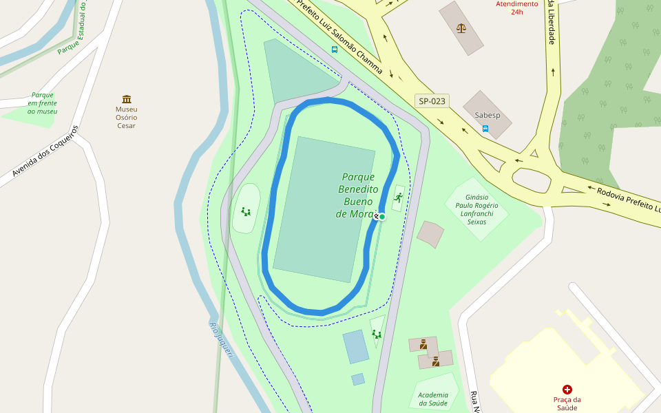 Parque Benedito Bueno de Morais walking route map in Franco da Rocha