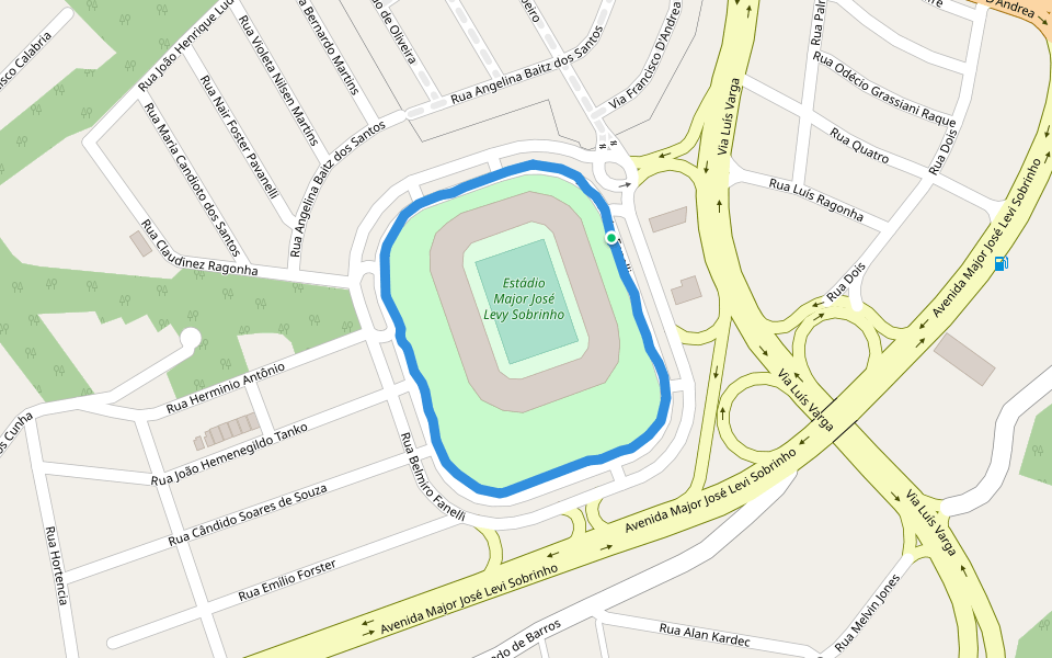 Estádio Major José Levy Sobrinho walking route map in Limeira