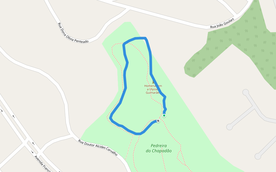 Pedreira do Chapadão walking route map in Campinas