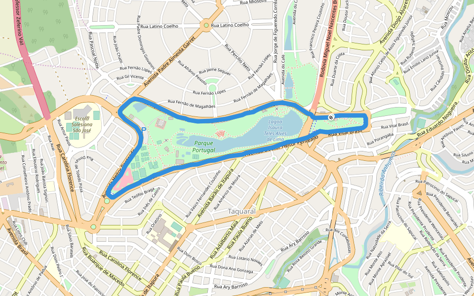Parque Portugal walking route map in Campinas