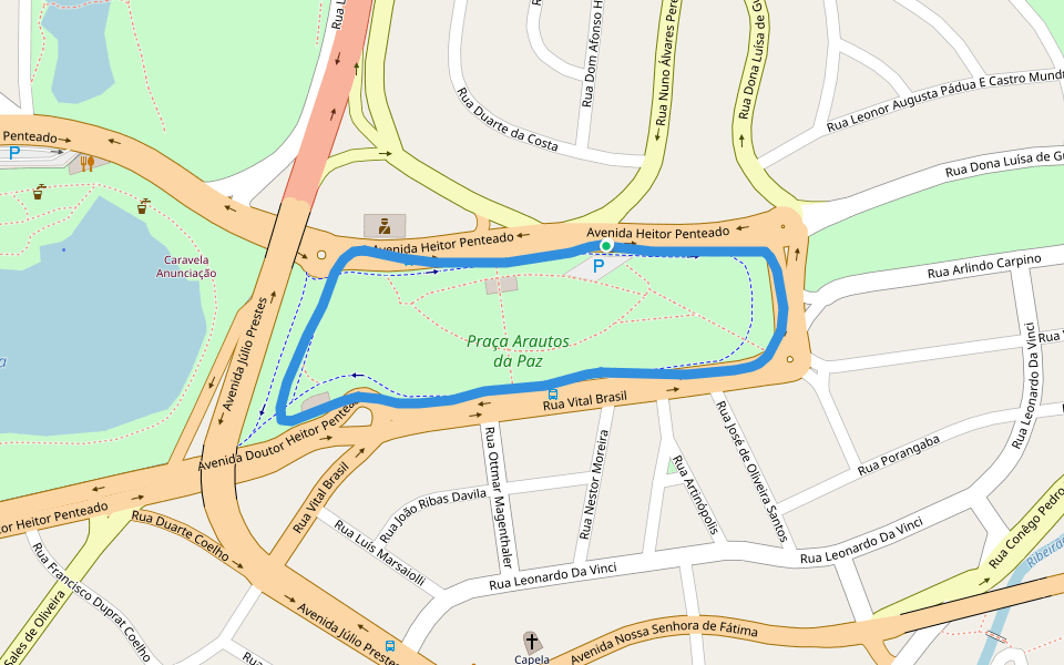 Praça Arautos da Paz walking route map in Campinas
