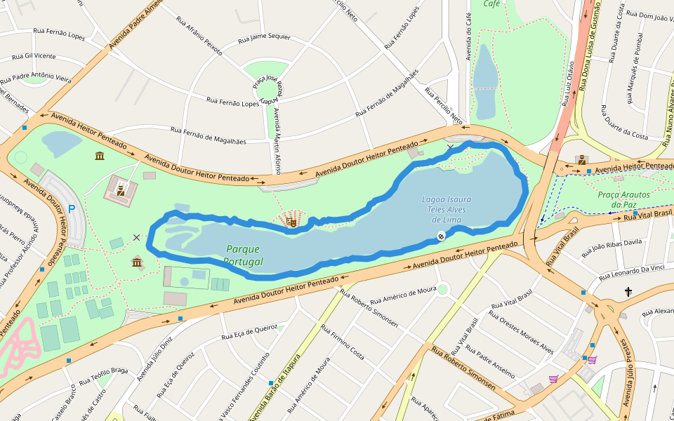 Parque Portugal walking route map in Campinas