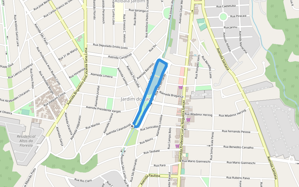 Lago no Jd do Lago walking route map in Atibaia