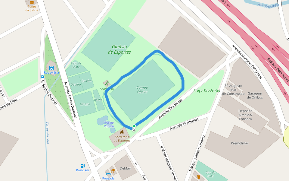 Campo Oficial walking route map in Bom Jesus dos Perdões