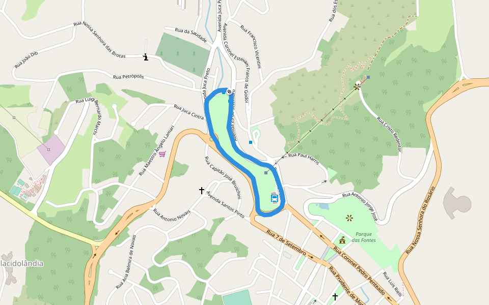 Praça Sesquicentenário walking route map in Serra Negra
