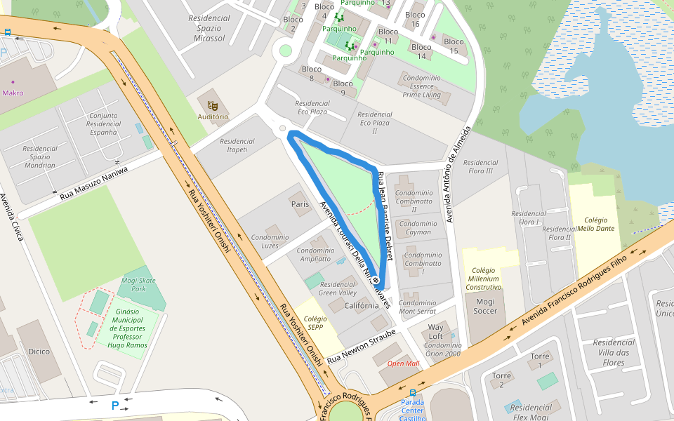 Praça Assumpção Eroles walking route map in Mogi das Cruzes