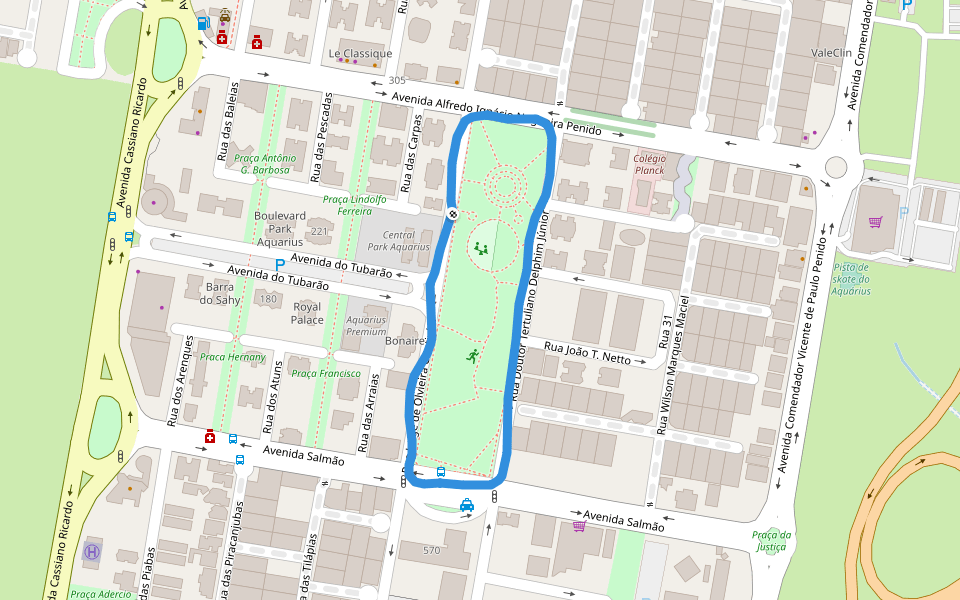 Praça Deputado Ulysses Guimarães walking route map in São José dos Campos