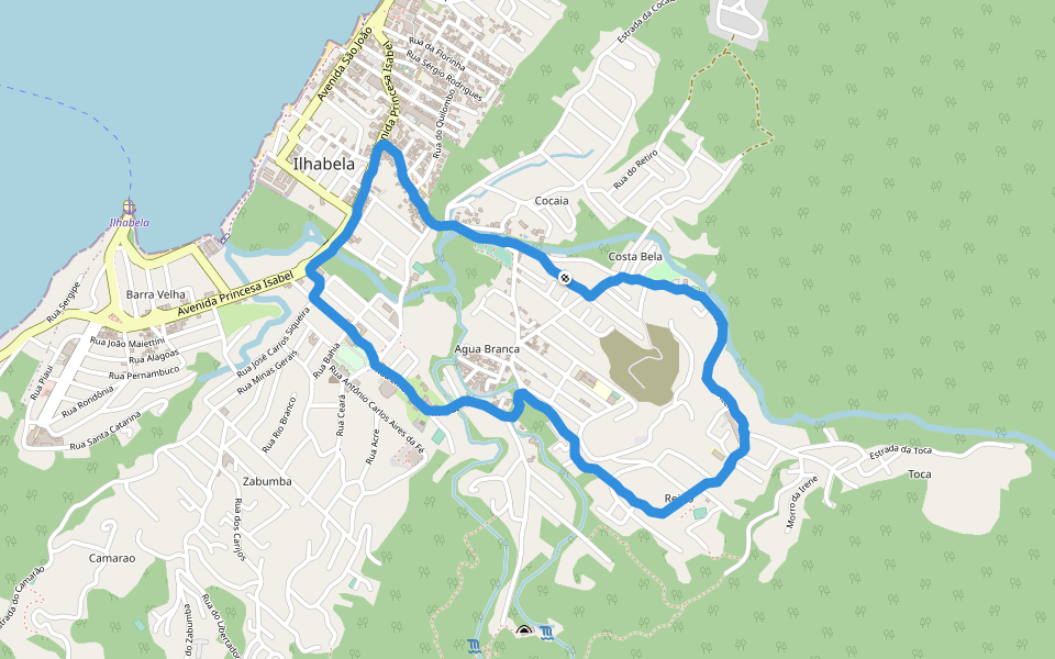 Quadra coberta da escola Euripedes walking route map in Ilhabela