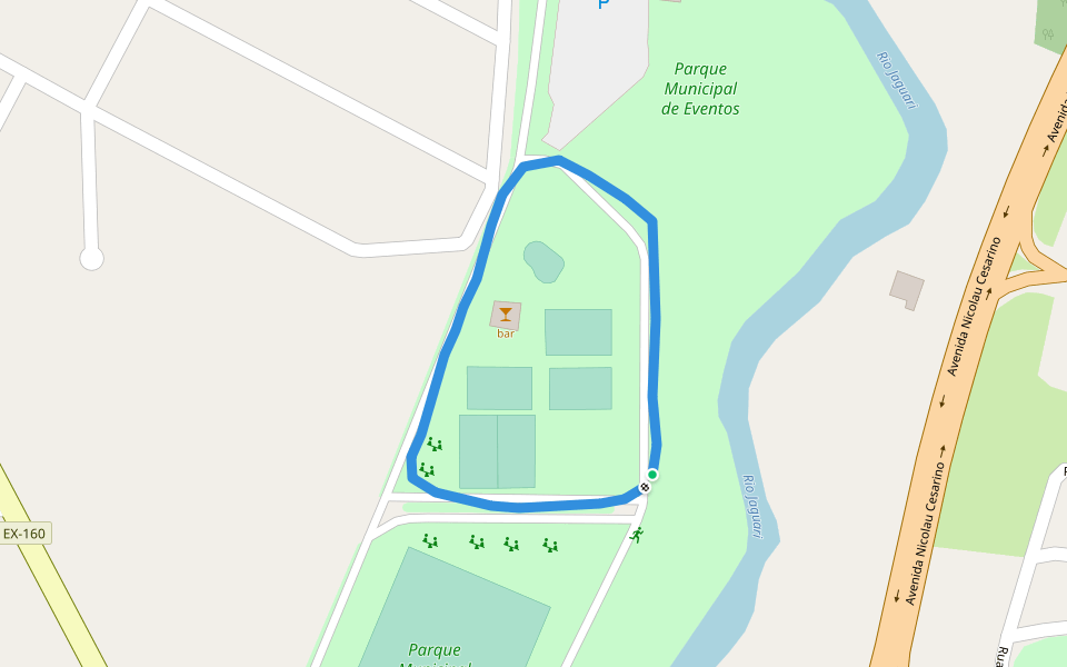 Parque Municipal de Eventos walking route map in Extrema