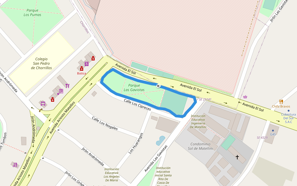 Parque Las Gaviotas walking route map in Cercado de Lima