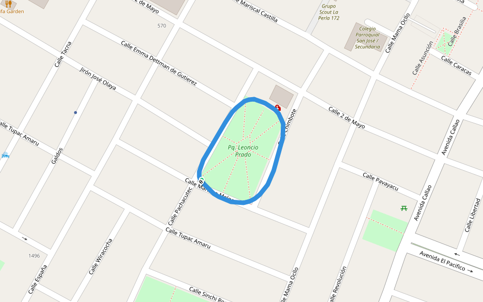 Pq. Leoncio Prado walking route map in La Perla