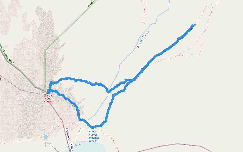 Illiniza Norte - Descenso por el arenal walking route map in El chaupi