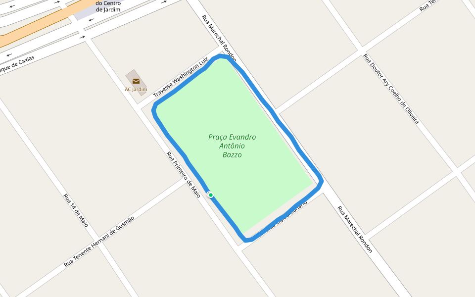 Praça Evandro Antônio Bazzo walking route map in Jardim