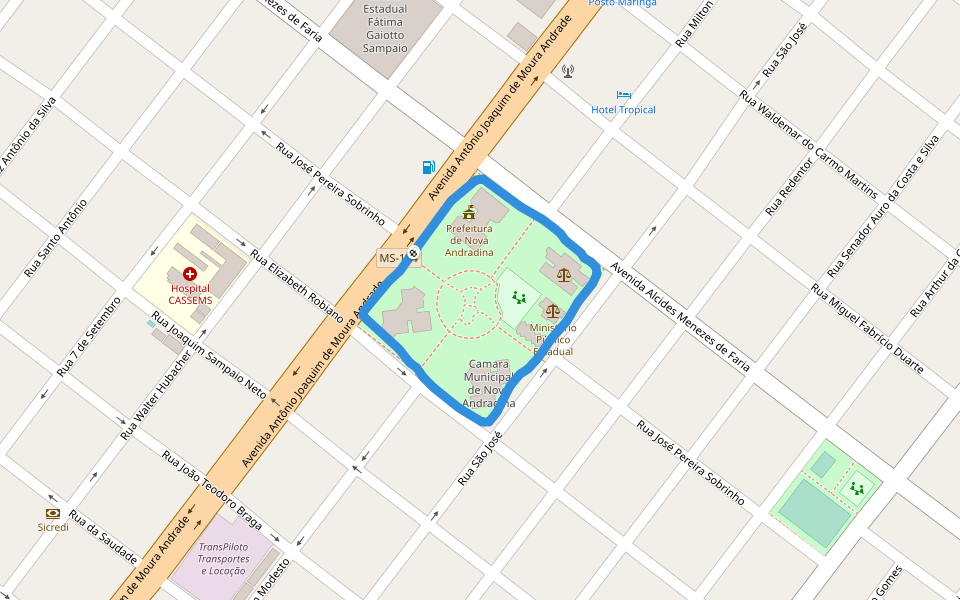 Praça Geraldo Matos Lima walking route map in Nova Andradina