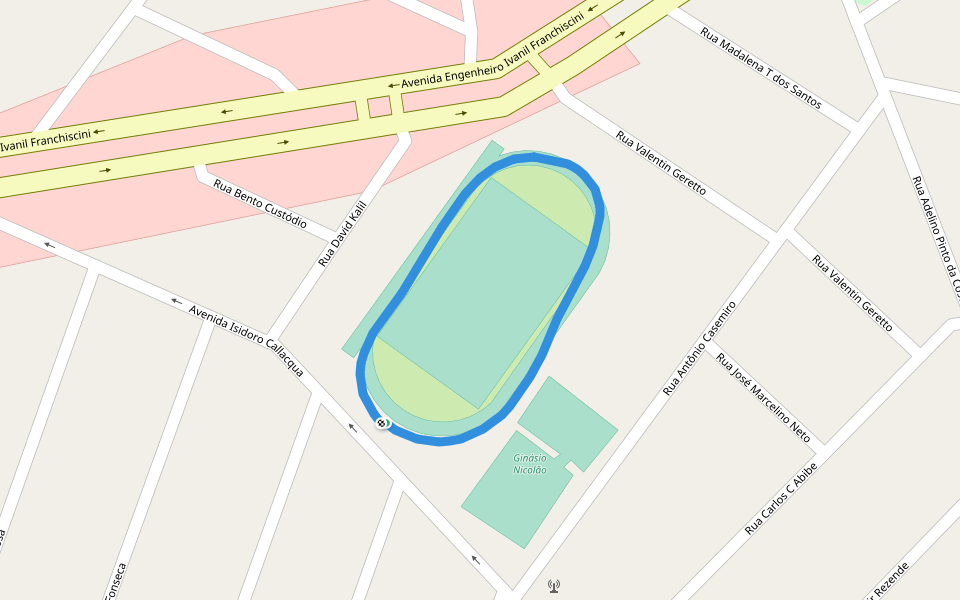 Ginásio Nicolão walking route map in Ibitinga