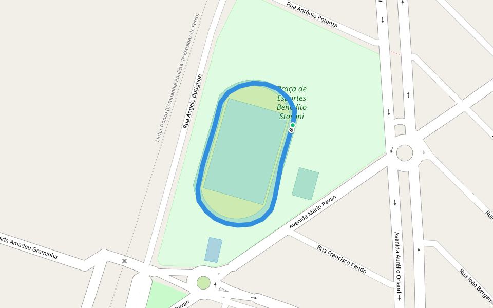 Praça de Esportes Benedito Storani walking route map in Santa Lúcia