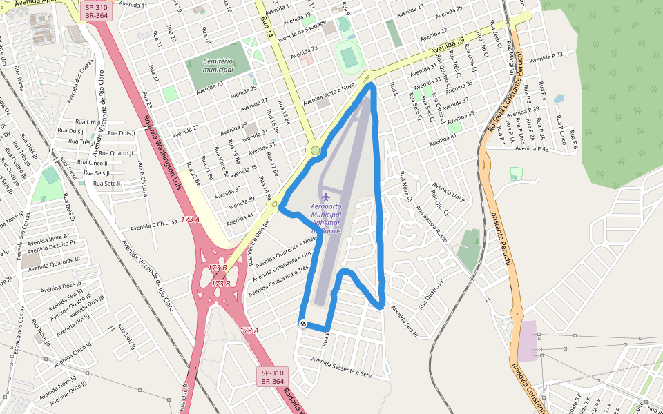 Faculdade Anhanguera de Rio Claro walking route map in Rio Claro