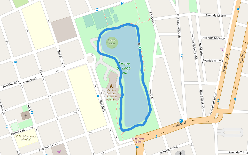 Parque do Lago Azul walking route map in Rio Claro