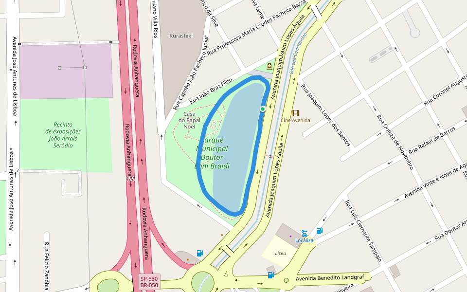 Parque Municipal Doutor Enni Braidi walking route map in Leme