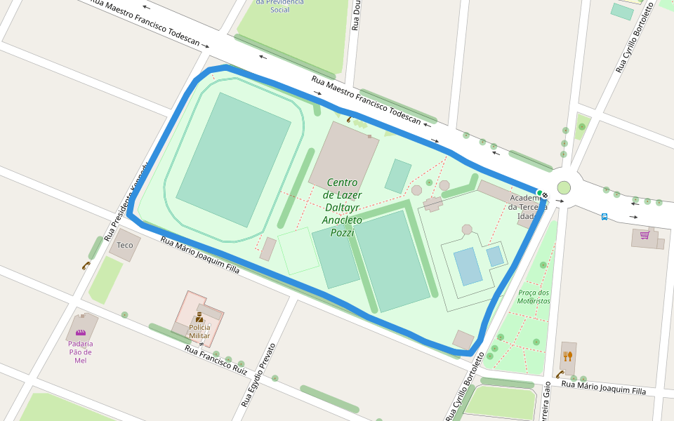 Centro de Lazer Daltayr Anacleto Pozzi walking route map in Descalvado