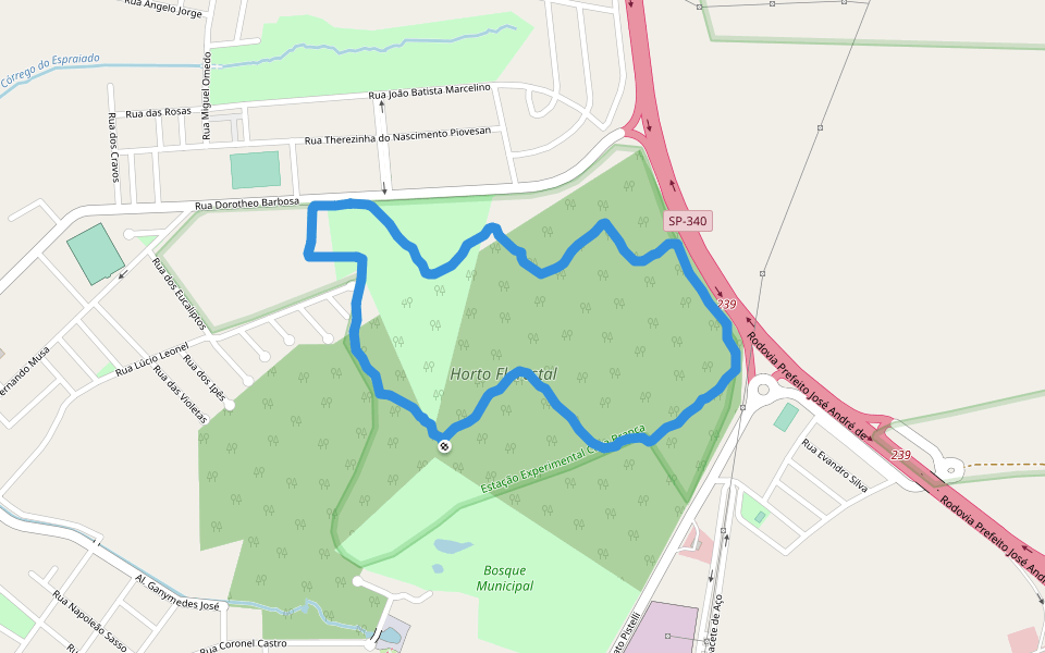 Horto Florestal walking route map in Casa Branca